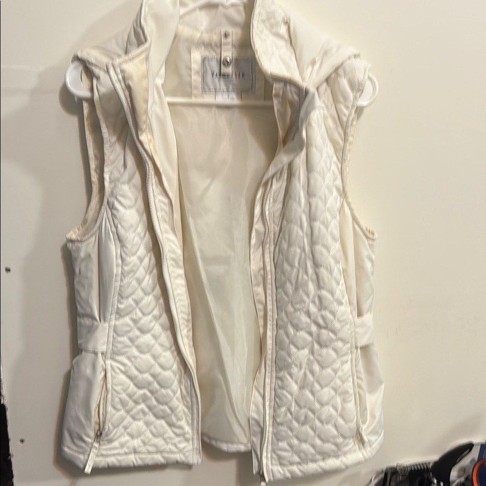 Van Heusen White Quilted Vest with Stand-Up Collar